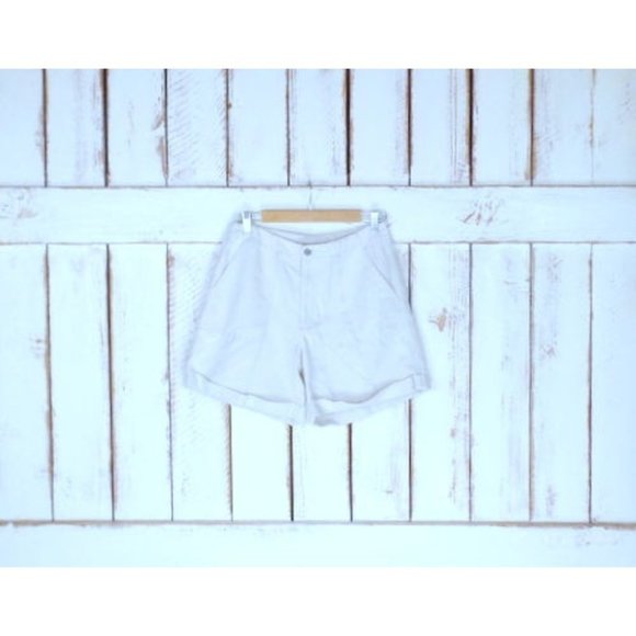 Liz Claiborne cotton linen cuffed shorts/ivory/beige linen shorts/10 - Picture 1 of 6